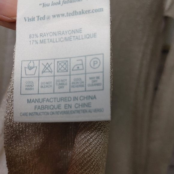 TED Baker Taupe Shimmer Waterfall Cardigan Size 6 - Picture 11 of 16